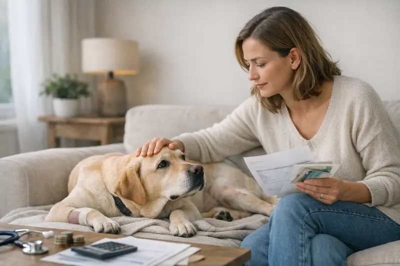 Ein Hund bei einer tierärztlichen Untersuchung, illustrating die Wichtigkeit von Tierkrankenversicherungen.
